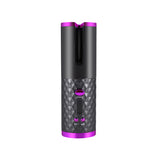 Black and purple electronic device with geometric pattern on a white background