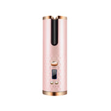 Pink electronic device with a digital display on a white background