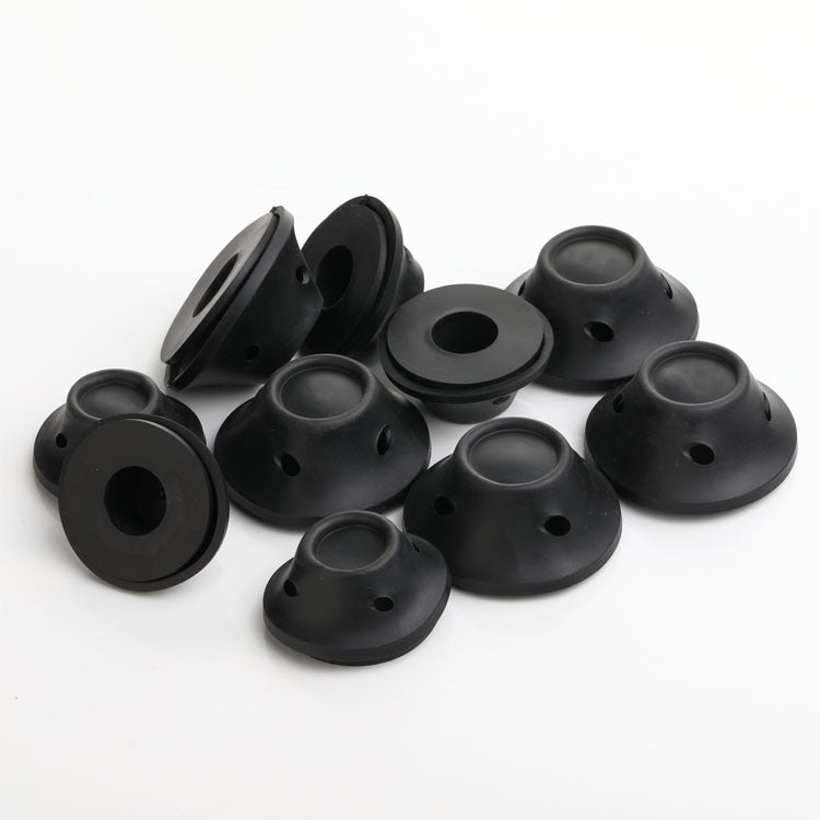 Set of black rubber bungs on a white background