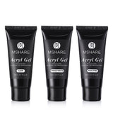 Three tubes of MSHARE Acryl Gel on a white background