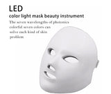 White LED color light mask beauty instrument on a white background with text about its features.