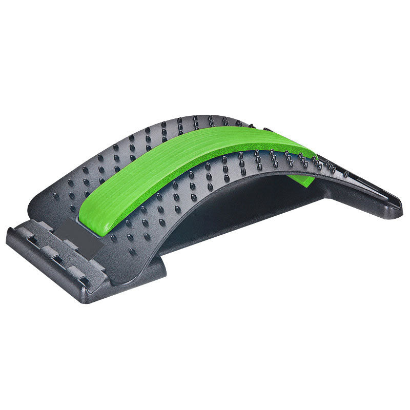 Gray and green back stretcher on a white background