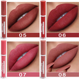 Lipstick shades 05 to 08 displayed on lips with a visible brand name.