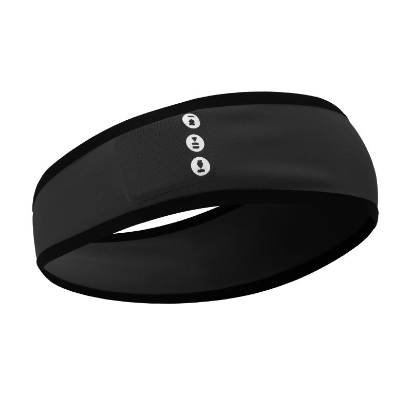 Black headband with white buttons on a white background